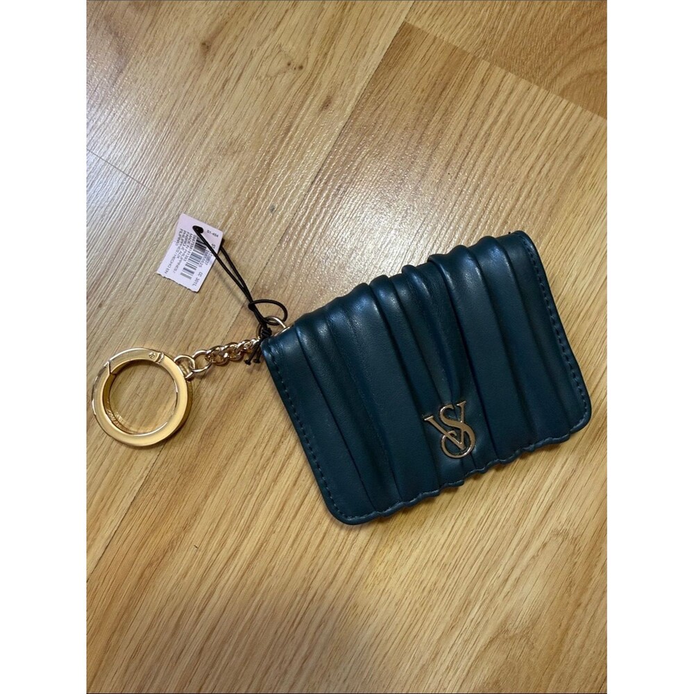 NWT Victoria's Secret Teal Quilted Card Holder Key Ring